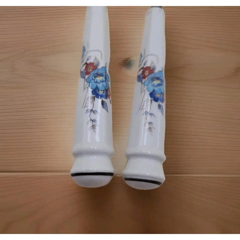Set 2 Noritake BLEUFLEUR Stainless Floral Japan Cold Meat Fork & Serving Spoon